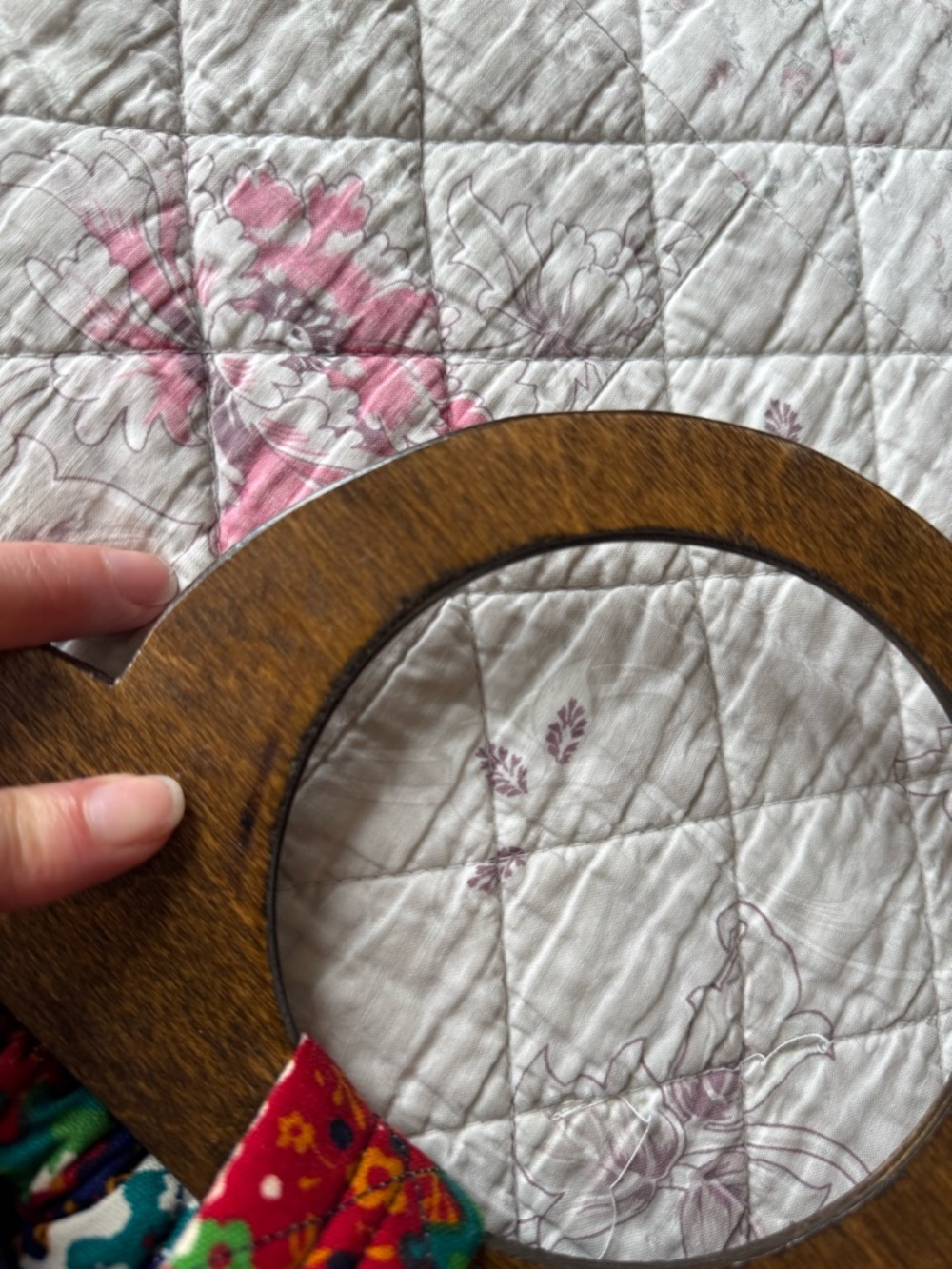 Vintage Boho Folk Print Wooden Handle Bag Cottagecore Festival Summer Purse - Picture 6 of 9